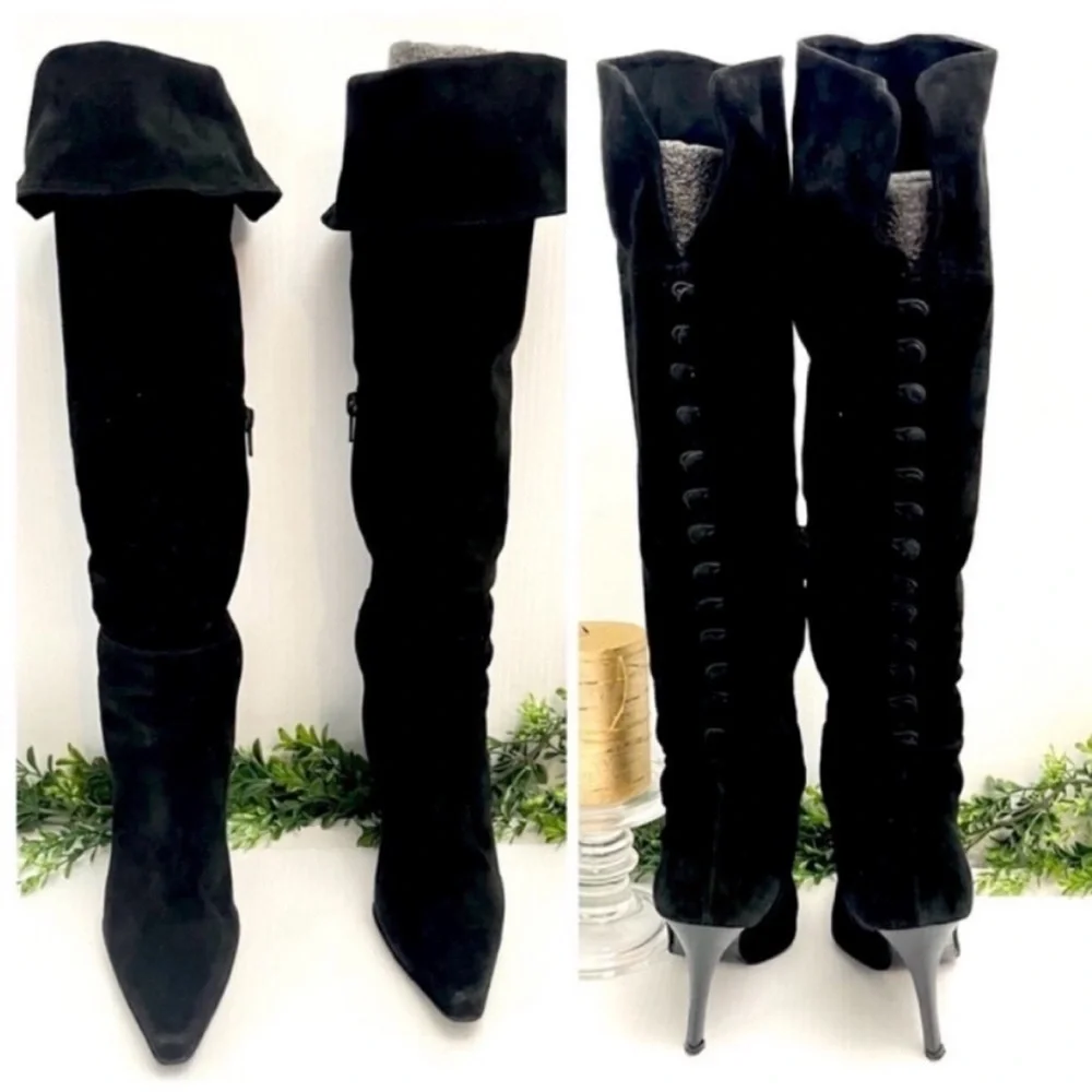 Stuart Weitzman Jet Women's Knee-High Pointed Toe Stiletto Boots - Black Size 7